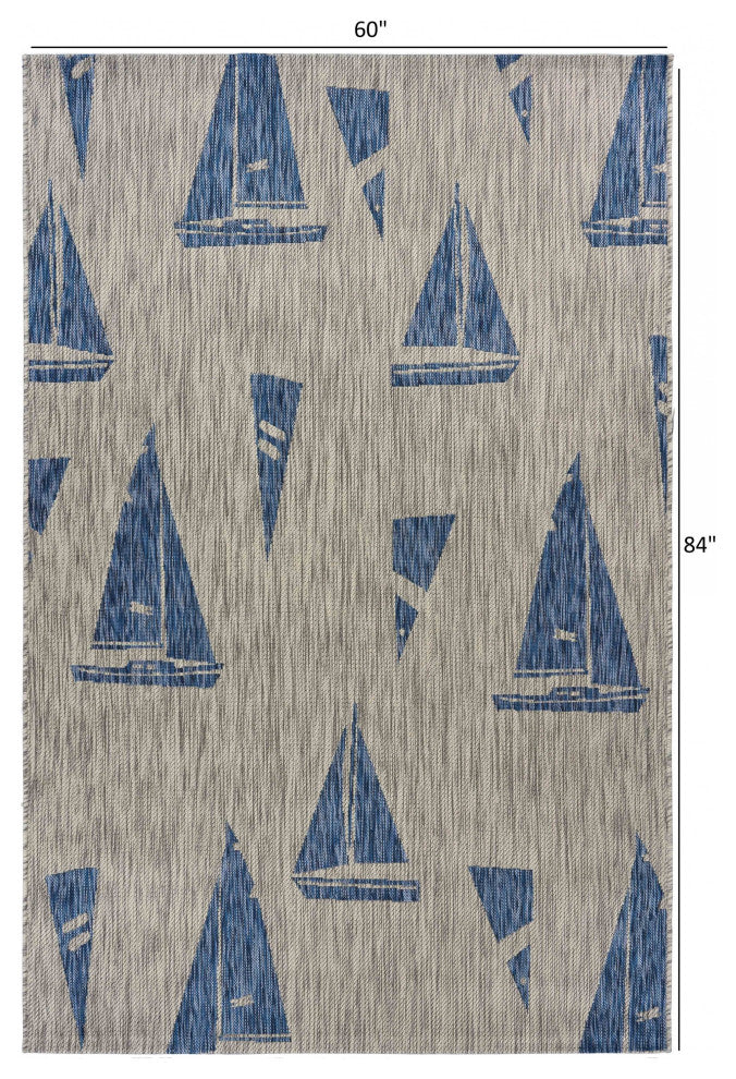 5' X 7' Gray Indoor Outdoor Area Rug