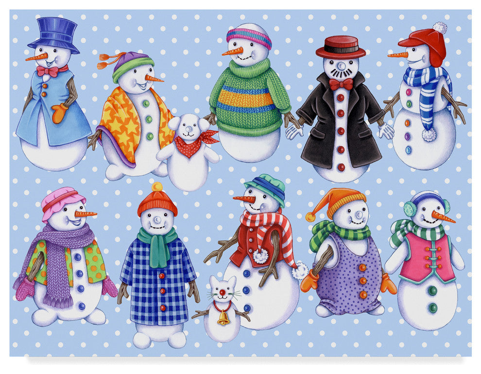 Kimura Designs 'Snowmen Pattern' Canvas Art, 19"x14"