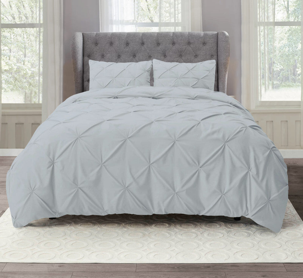 Organic Cotton 300 TC GOTS Certified 8 Internal Ties Fair Trad Pintuck Duvet Set