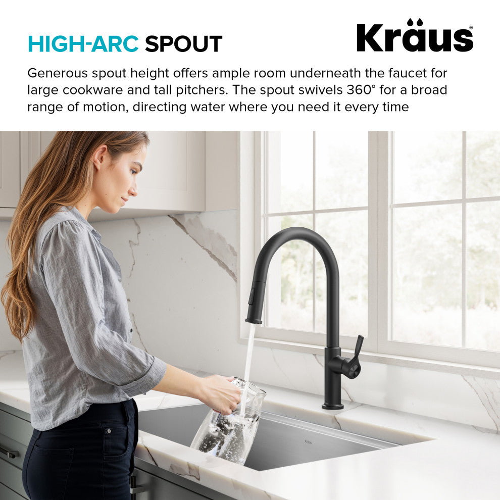 KRAUS Torak 2-Function Single Handle Pull Down Kitchen Faucet SFBBMB