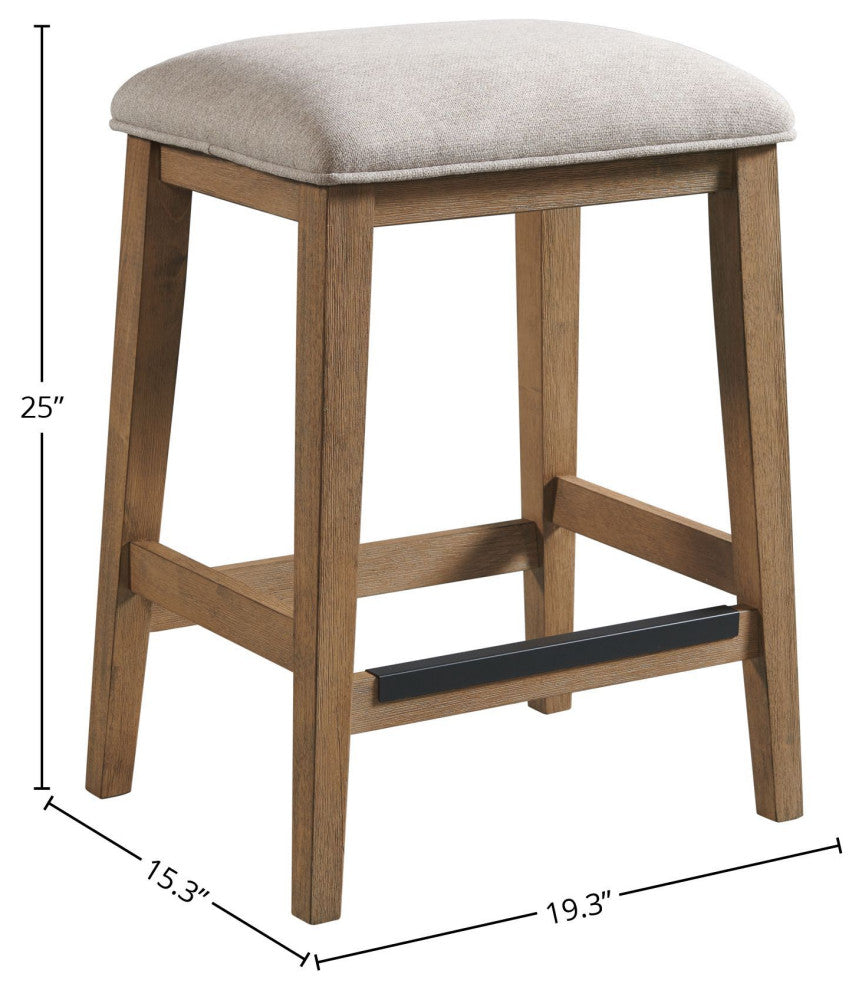 Landmark Backless Stool, Weathered Oak, Set of 2