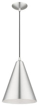 Dulce 1-Light Brushed Aluminum Cone Pendant, Polished Chrome Accents