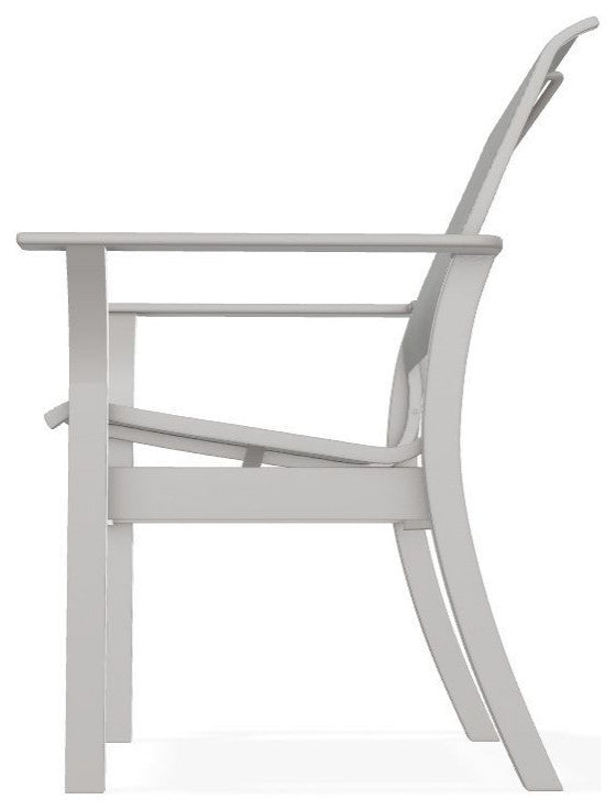 Leeward Sling Stackable Outdoor Dining Chair, Alloy/Warm Gray