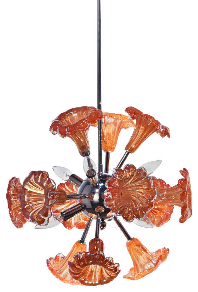 Yuri Orange 6-Light Art Glass Hanging Fixture