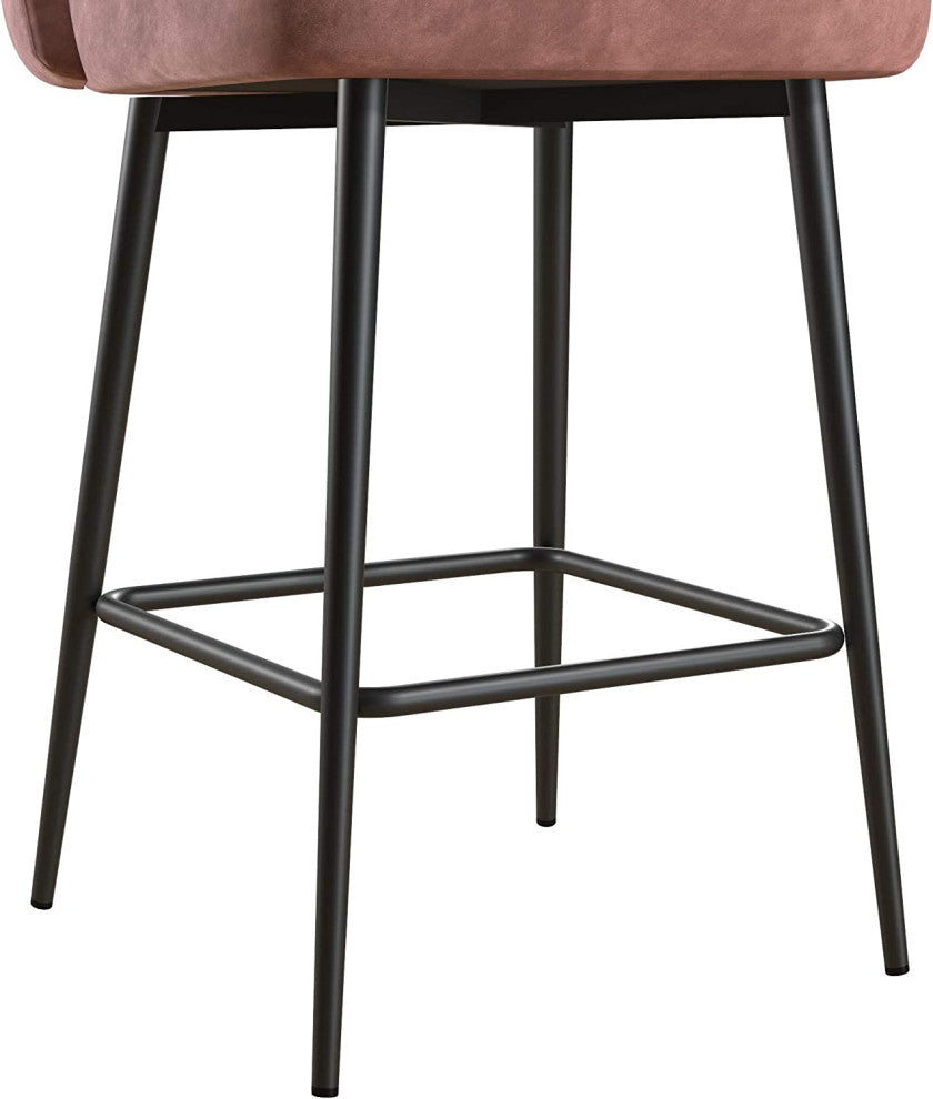 Upholstered Counter Velvet Bar Stool , Pink