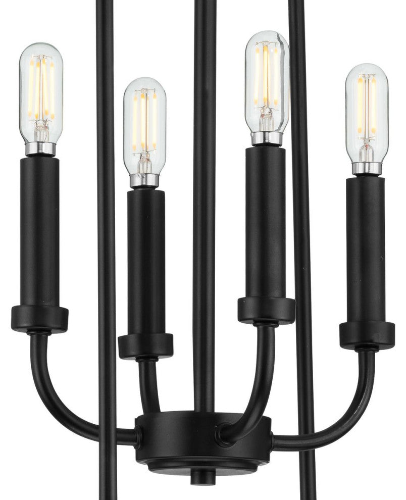 Leyden 4-Light Farmhouse Foyer Pendant Light, Matte Black