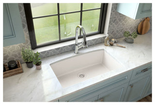 Karran Undermount Quartz 32" Single Bowl Kitchen Sink Kit, Black