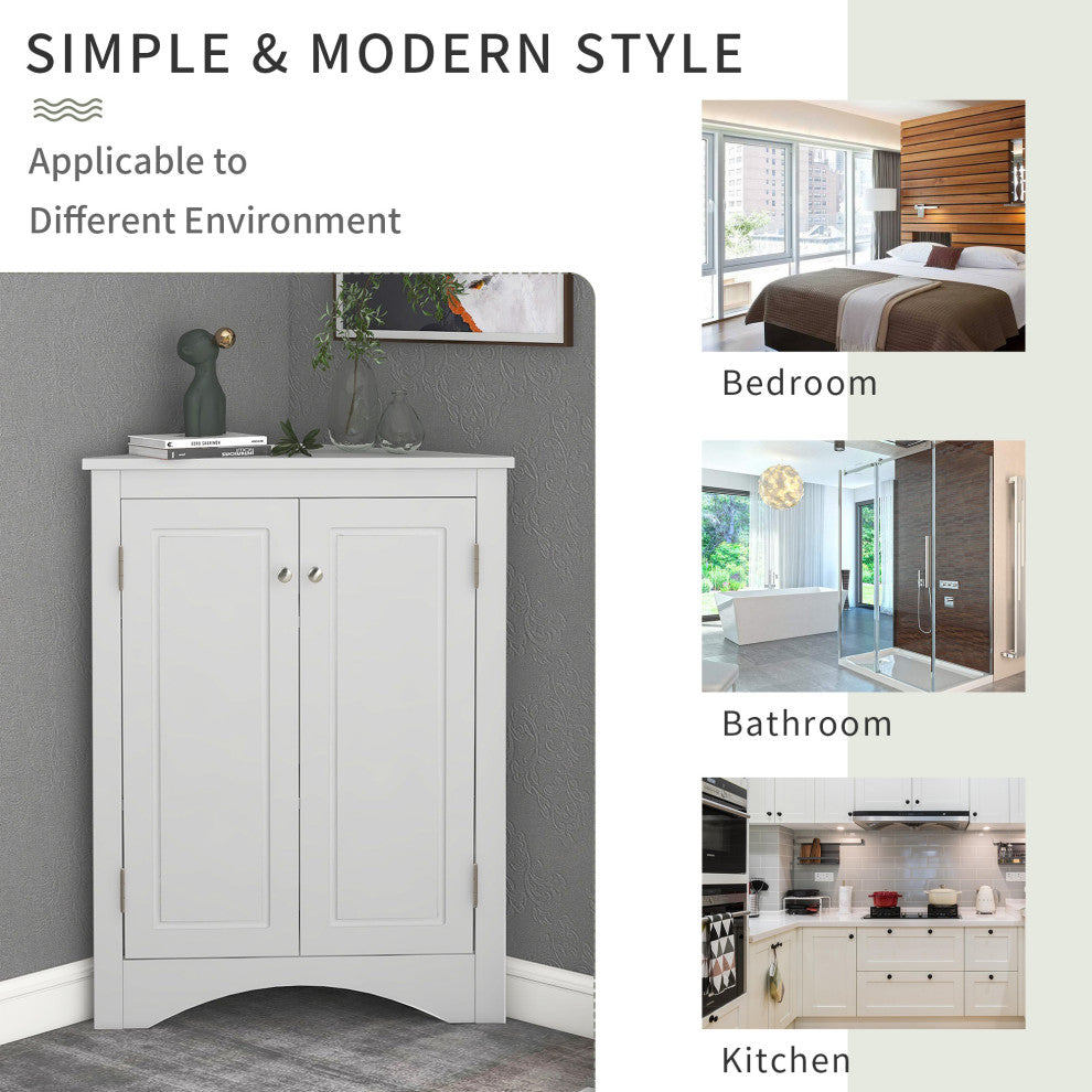 TATEUS Triangle Bathroom Storage Cabinet Freestanding Corner cabinet, White