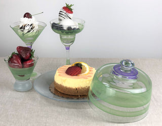 Retro Stripe Green Cosmopolitan Glasses, Set of 2