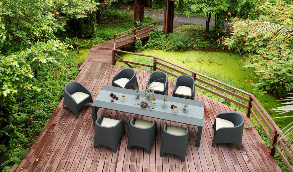 Compamia Vegas XL Extendable 102"-118" Dining Table, Dark Gray