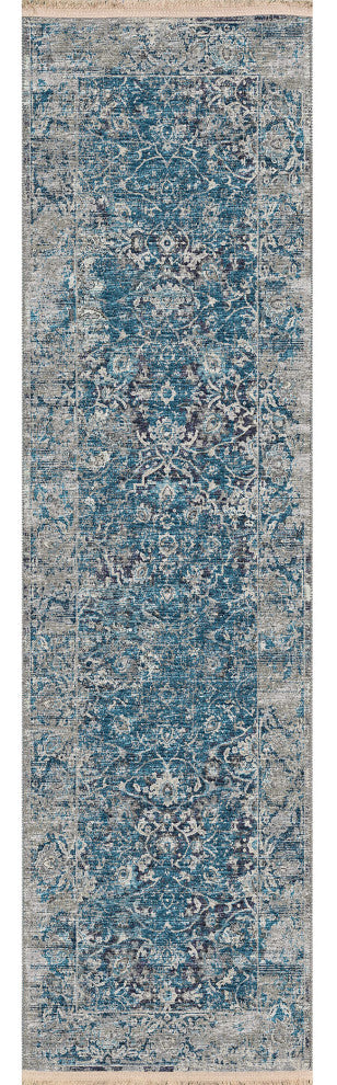 Indoor/Outdoor Marbella MB2 Navy Machine Washable 2'3" x 7'6" Runner Rug