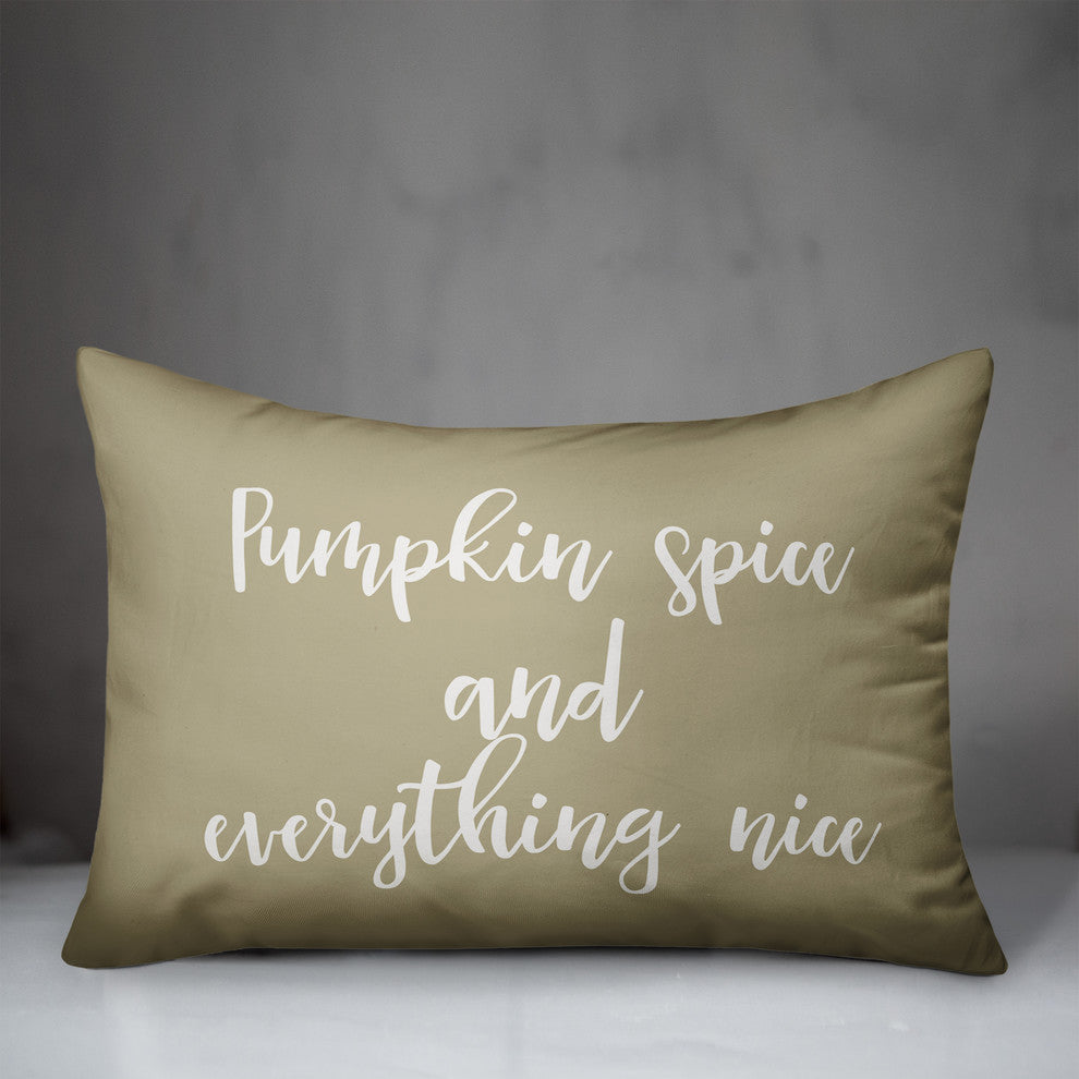 Pumpkin Spice and Everything Nice Lumbar Pillow, Beige, 14"x20"
