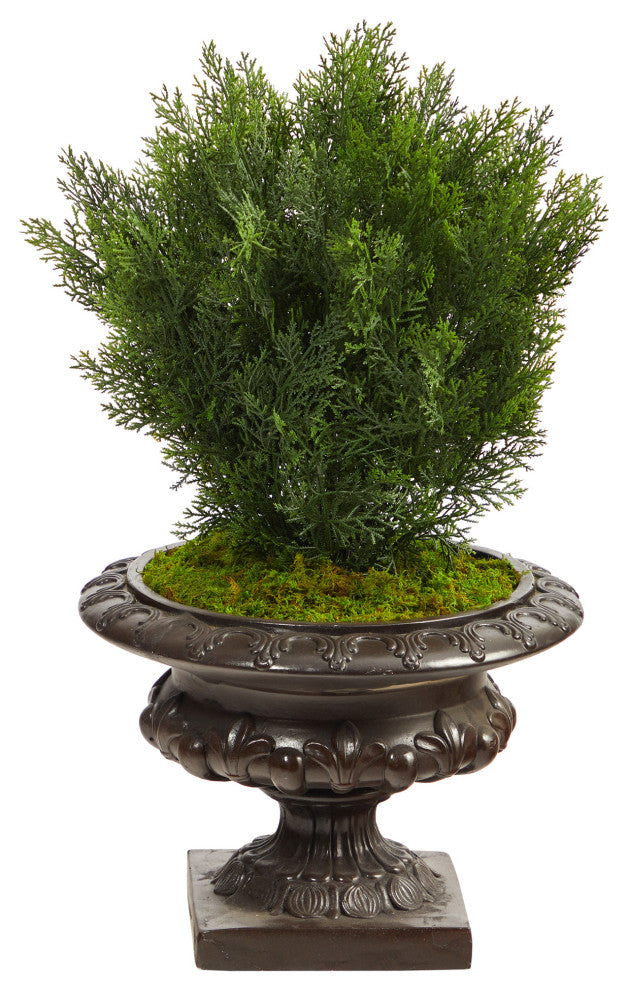 30" Cedar Artificial Tree, Iron Colored Urn, Indoor/Outdoor