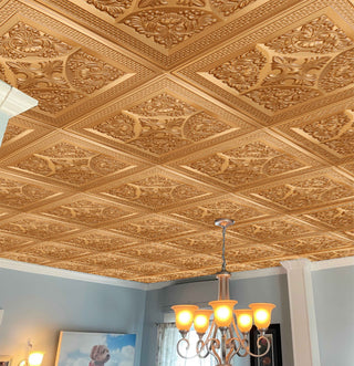 Gold 3D Ceiling Panels, 2'x2', 200 Sq Ft, Pack of 50