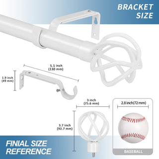 1" Zeffoli Drapery Curtain Rod, Glossy White, 84"-120"