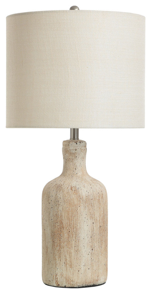 Olney, Textured Concrete Table Lamp with Drum Shade, Multi-Color Cream Finish