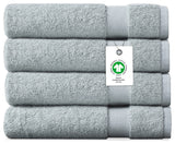 Delara 4-Piece 100% Organic Cotton Plush Bath Sheets, 36"x70", Light Blue