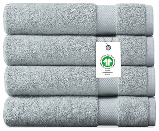 Delara 4-Piece 100% Organic Cotton Plush Bath Sheets, 36"x70", Light Blue