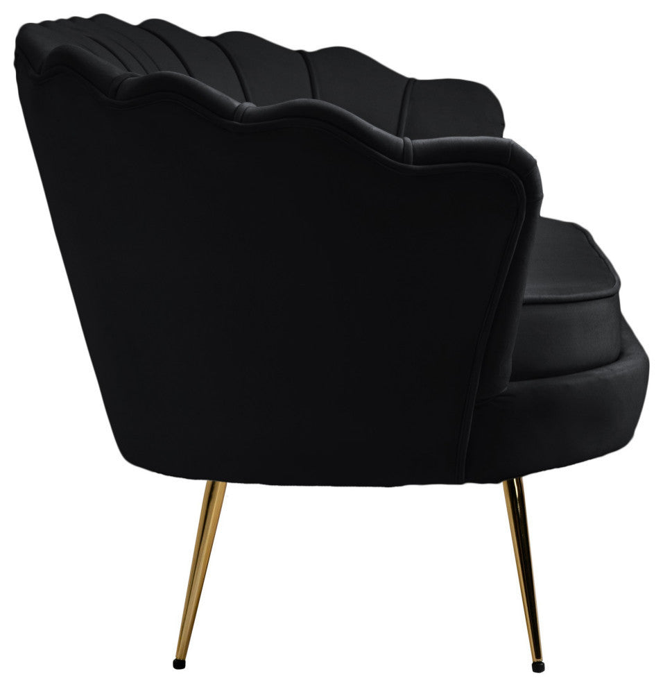 Gardenia  Velvet Upholstered Loveseat, Black