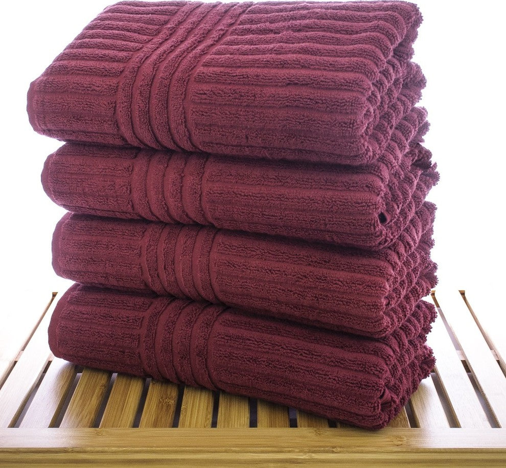 Bare Cotton Luxury Hotel and Spa Bath Towel, Set of 4, Cranberry