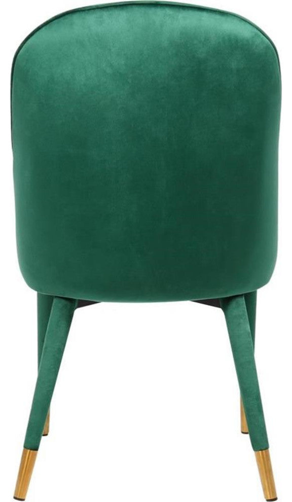 Pemberly Row 19.7" Contemporary Velvet Dining Chair in Green (Set of 2)
