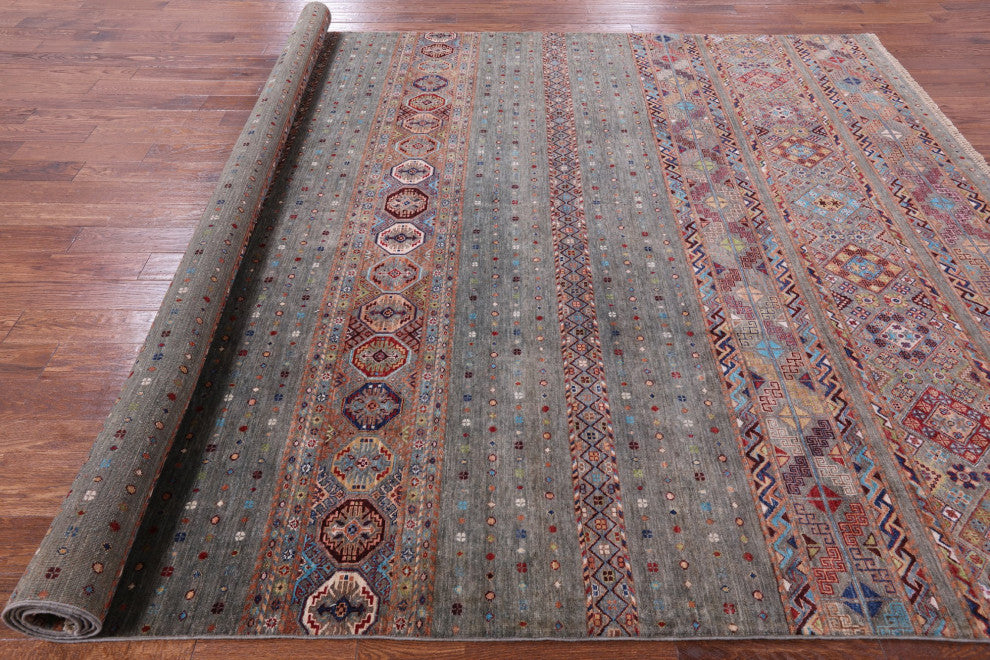 Super Kazak Khorjin Handmade Wool Rug 9' 3" X 12' 2" Q8427