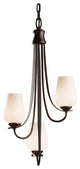 Flora 3 Arm Chandelier, Bronze Finish, Opal Glass