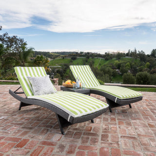 GDF Studio 3-Piece Savana Outdoor Wicker Lounge Set, Gray/Green/White