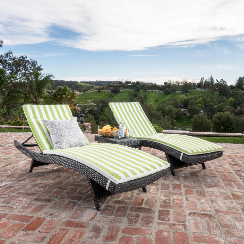 GDF Studio 3-Piece Savana Outdoor Wicker Lounge Set, Gray/Green/White