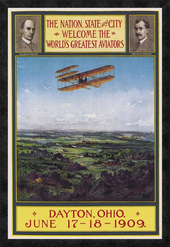 "Dayton, Ohio Welcomes the Wright Brothers"  by Wlker Litho, 26x38"