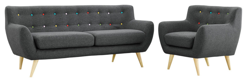Modway Remark 2 Piece Living Room Set, Gray