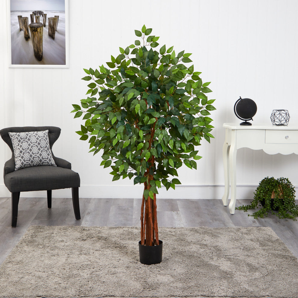 4.5' Super Deluxe Ficus Artificial Tree With Natural Trunk