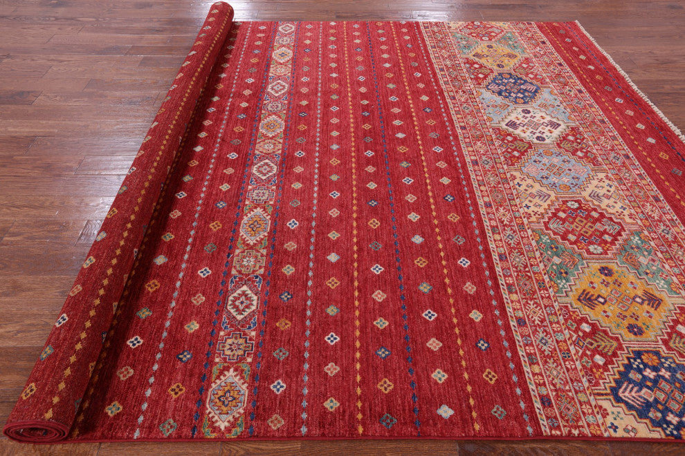 8' 2" X 11' 4" Khorjin Super Kazak Hand-Knotted Rug Q5351