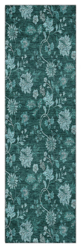 Premium Machine Washable Mayfield AMF680 Teal 2'3" x 7'6" Runner Rug
