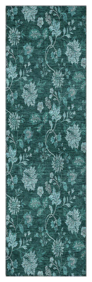 Premium Machine Washable Mayfield AMF680 Teal 2'3" x 7'6" Runner Rug