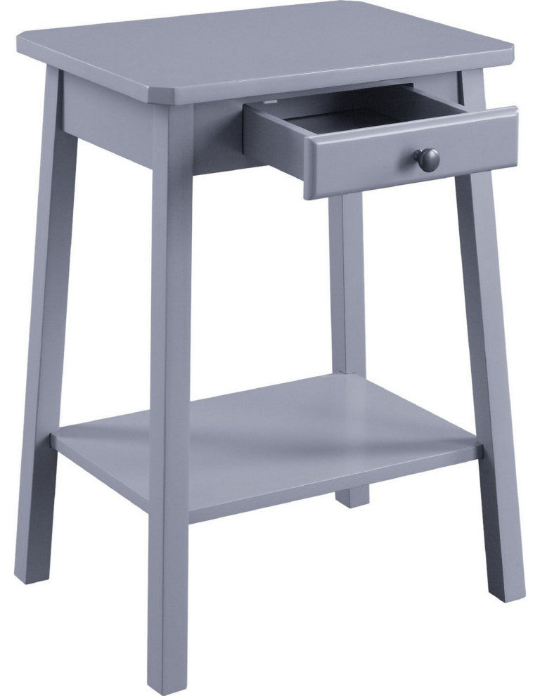 Benzara BM250306 MDF Accent Table With 1 Drawer and Open Shelf, Gray