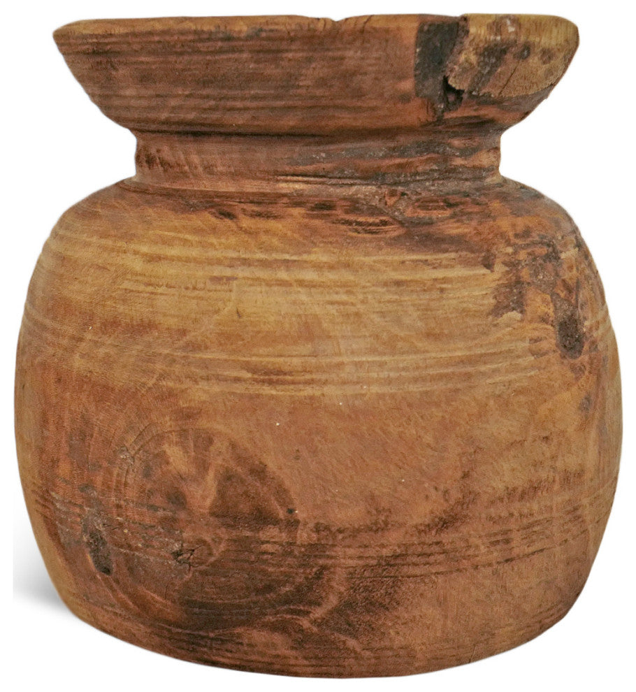 Consigned Old India Wood Pot 7