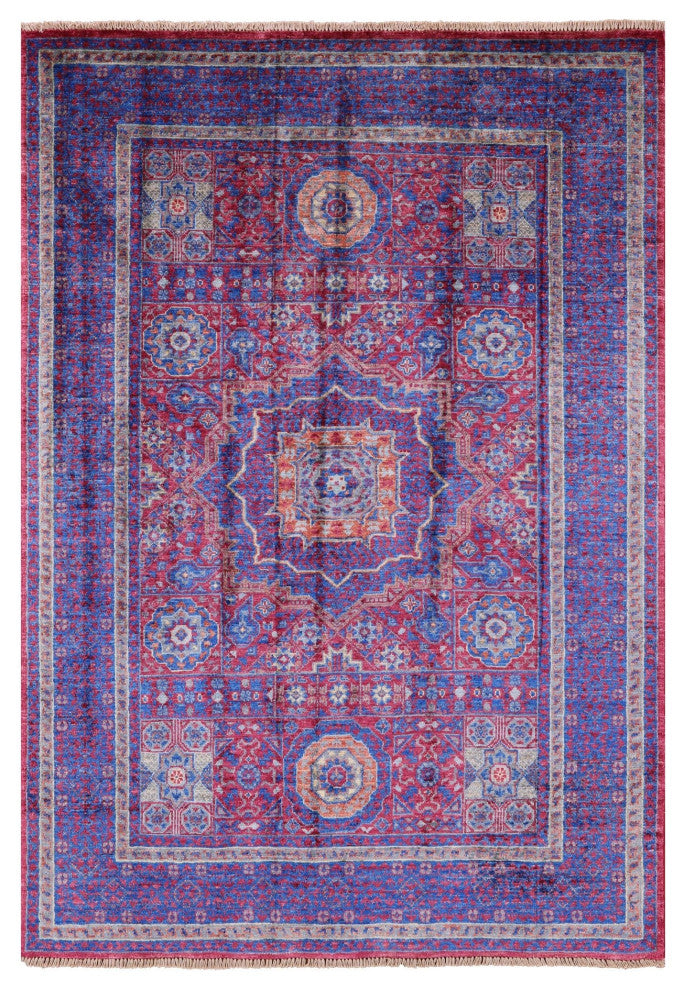 Geometric Mamluk Handmade Wool Rug 4' 1" X 5' 11" - Q12261
