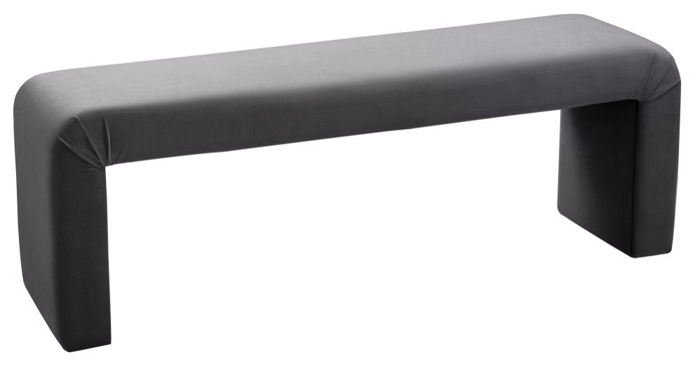 Minimalist Velvet Upholstered Bench, Gray