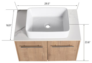 BNK 30 Inch Bathroom Vanity With Sink, Modern Wall Mount Bathroom Vanity Set, Rectangular Basin, 30 Inch