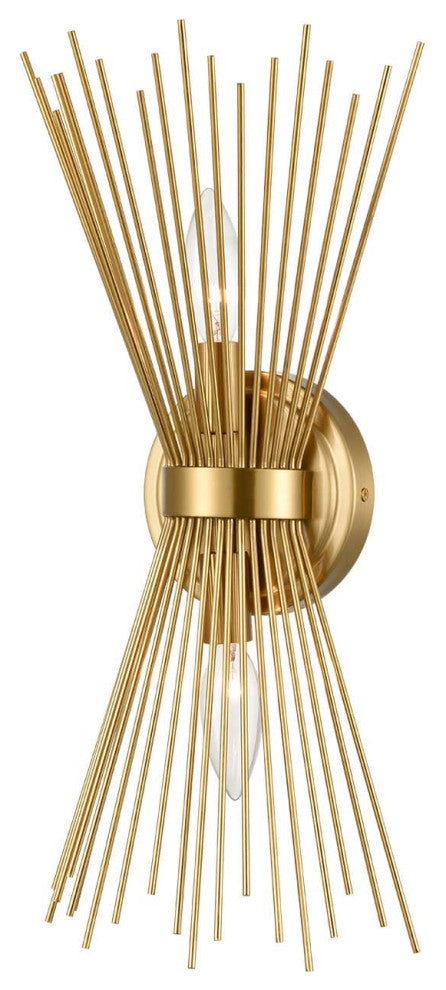 Wall Sconce Lamp Brass 2-Light Vanity Mid-Century Starburst