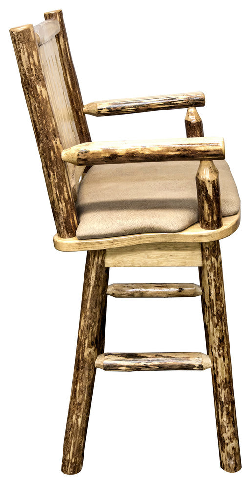Glacier Country Counter Height Swivel Captain''s Barstool, Buckskin Upholstery