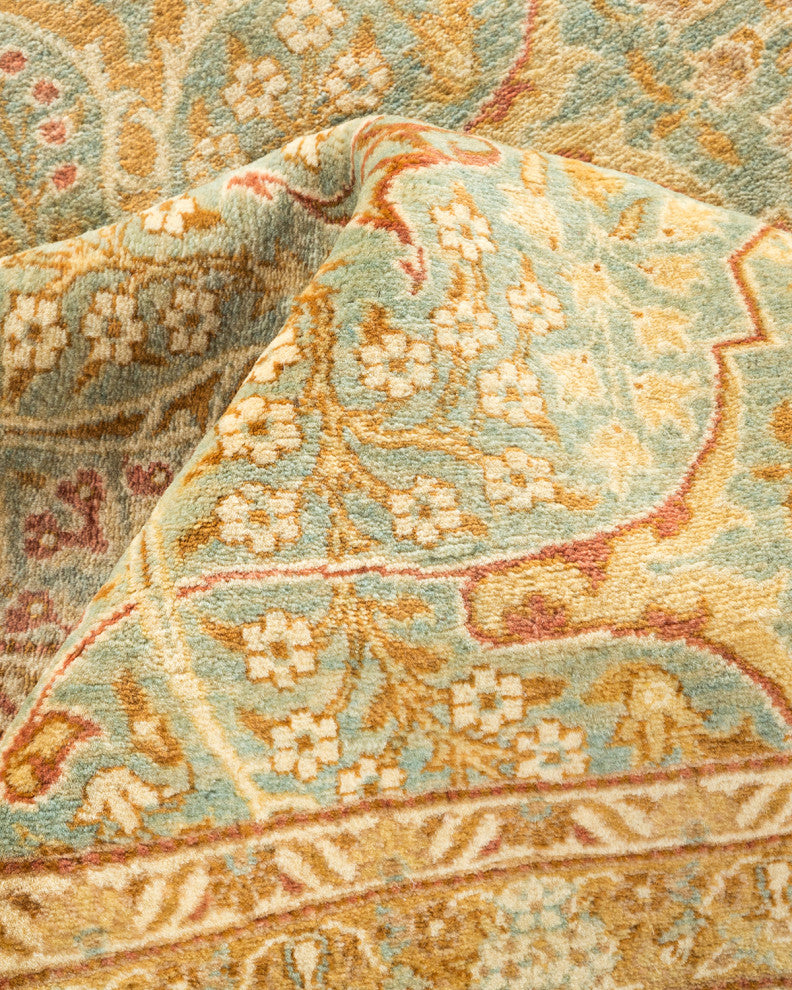 Mogul, One-of-a-Kind Hand-Knotted Runner Light Blue, 9'3"x18'2"