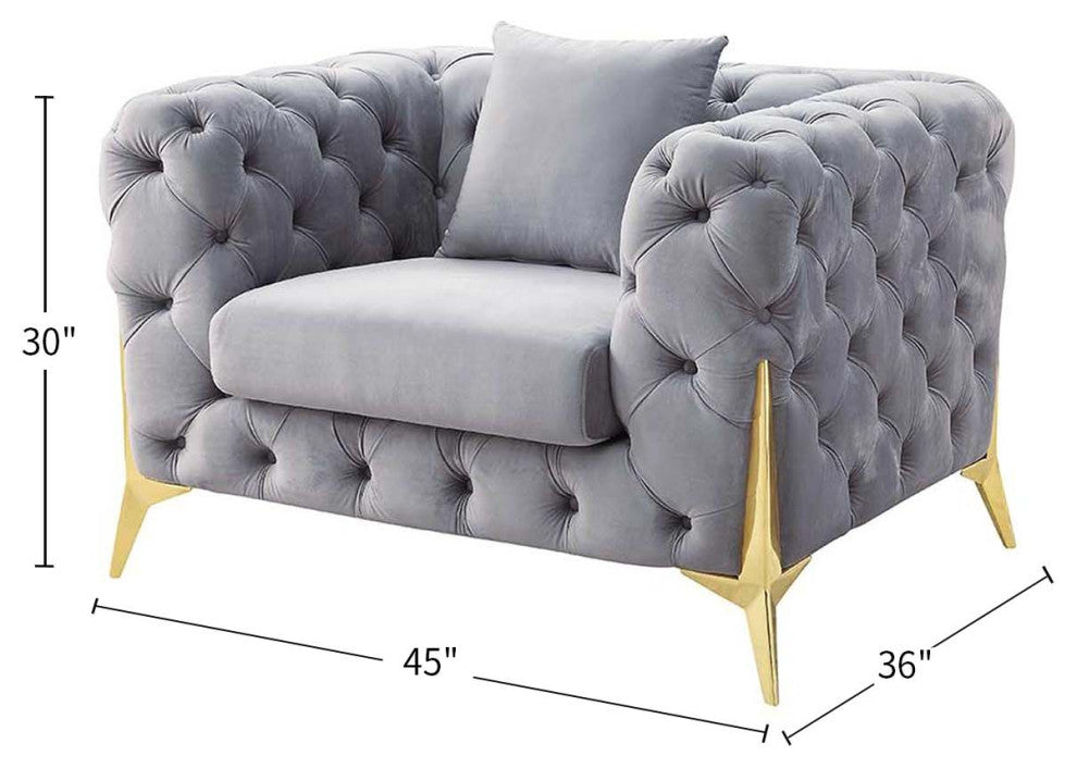 Velvet Upholstery Chair, Gray
