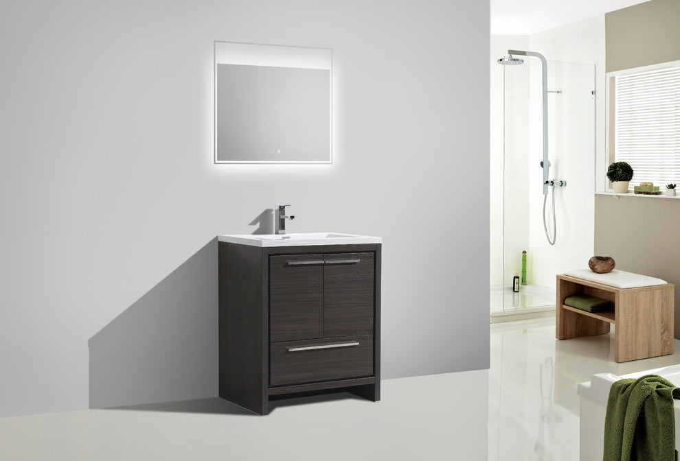 Alma-Allier Freestanding Vanity With Integrated Sink, Gray, 30"