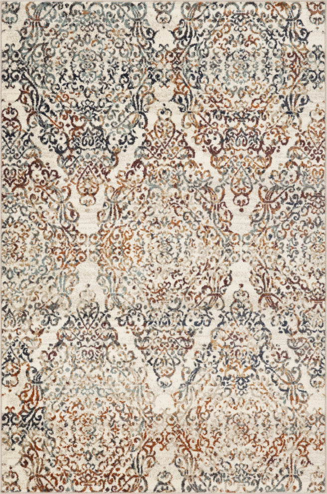 3"x5" Ivory Brown Decorative Diamond Area Rug