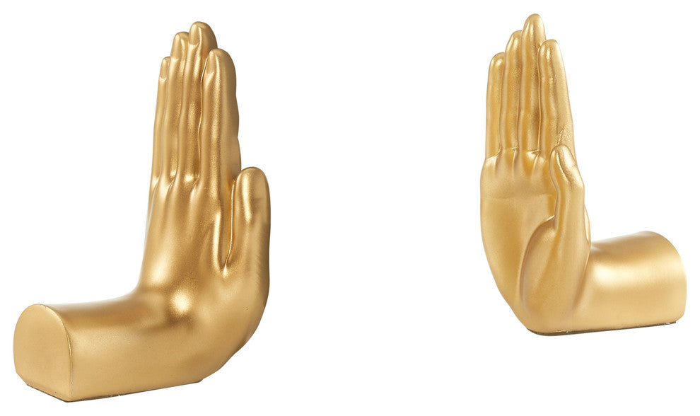 Danya B 2-Piece "Hands" Bookend Set, Gold
