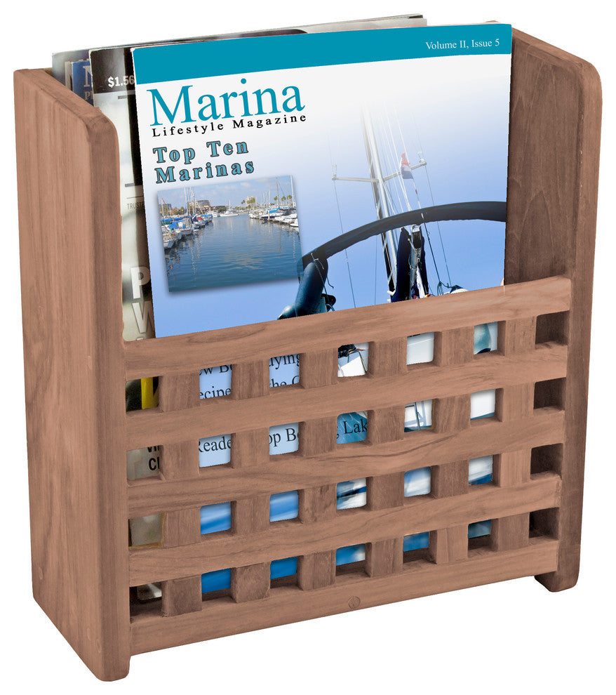 Teak Magazine Rack Grate Front