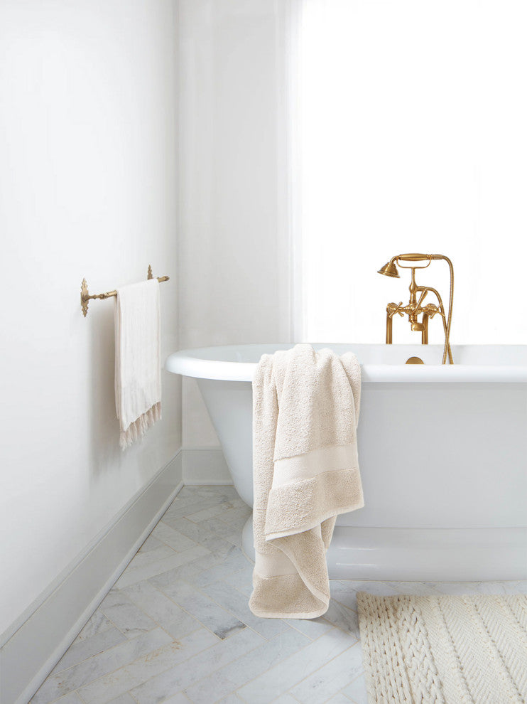 Delara 100% Organic Cotton Plush Bath Towels, 30"x58", Set of 4, Ivory