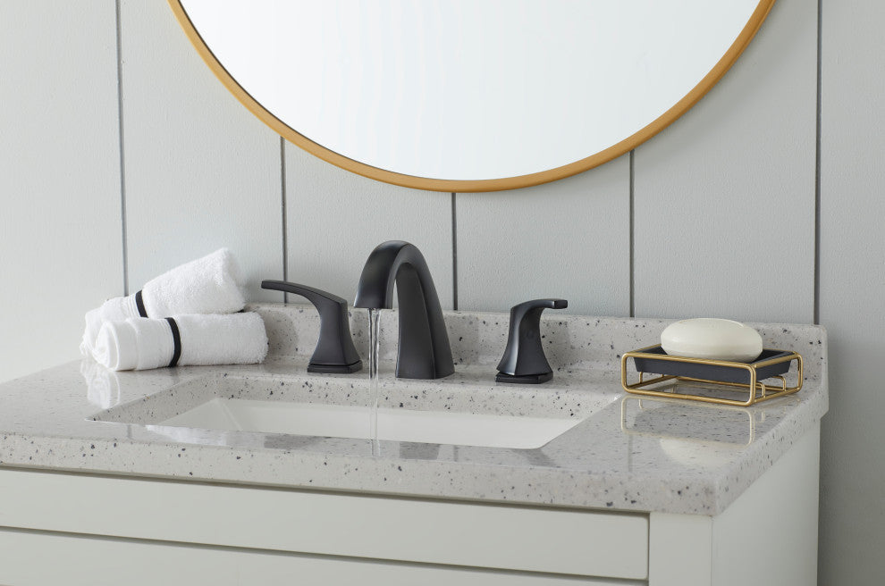 Vaughn Two Handle Widespread Faucet Chrome, Satin Black